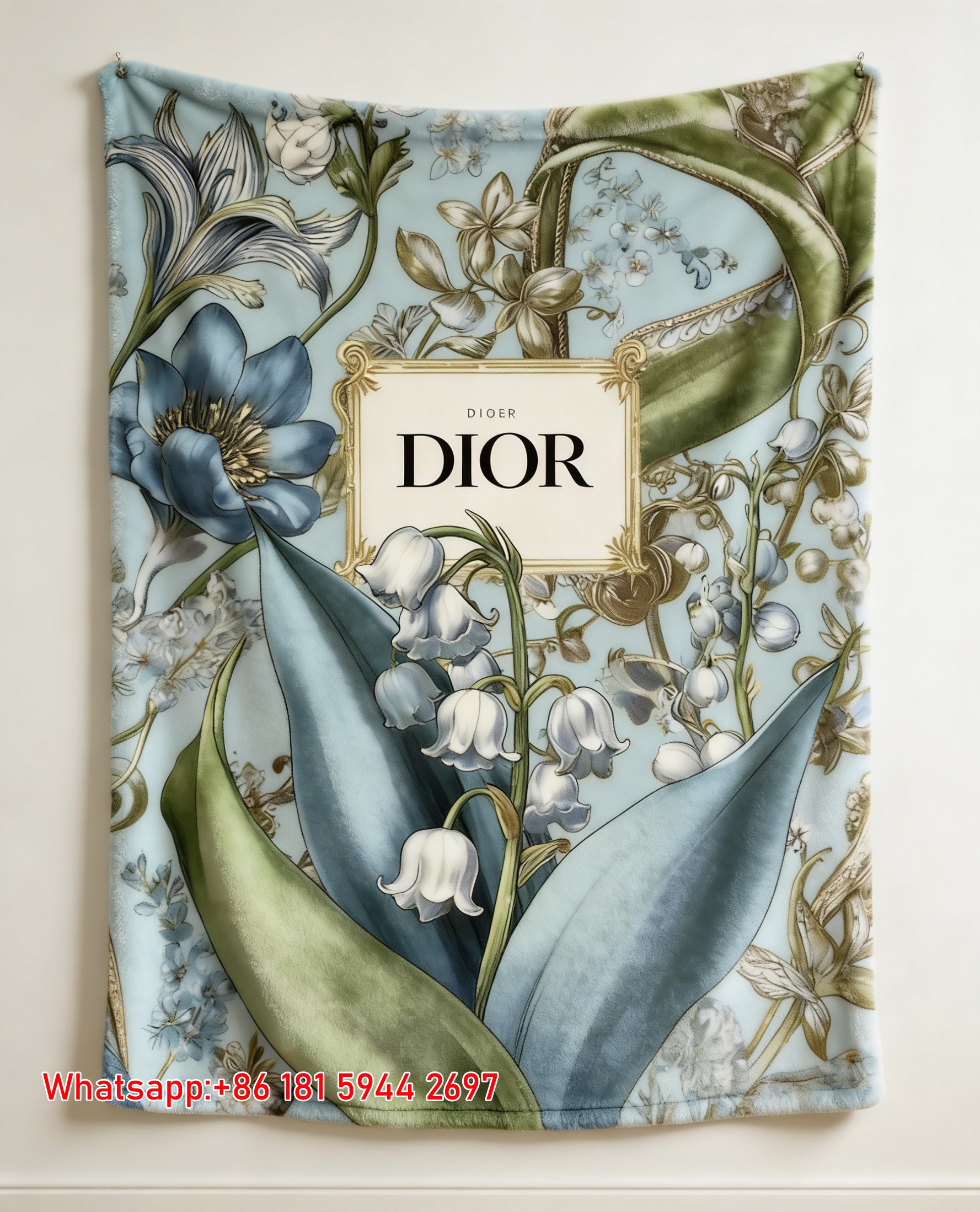 Dior Lily of the Valley Botanical Flannel Sofa Throw Blanket D429